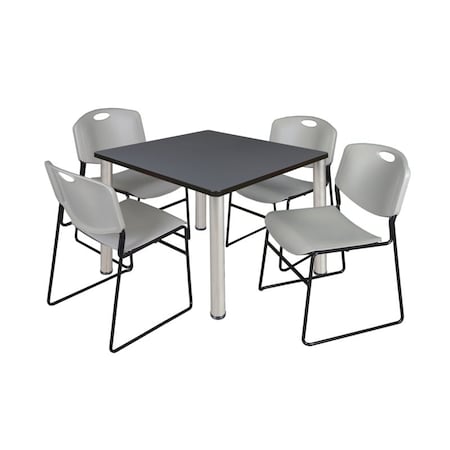 Kee/Zeng Kee Square Table & Chair Set, Wood, Metal, Polypropylene Top TB3636GYBPCM44GY